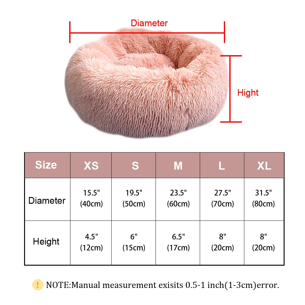 ThePetsHeavens™ | Fluffy Calming Donut Pet Bed – Ultra Soft Plush Round Lounger for Cats & Dogs