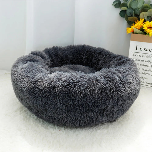 ThePetsHeavens™ | Fluffy Calming Donut Pet Bed – Ultra Soft Plush Round Lounger for Cats & Dogs