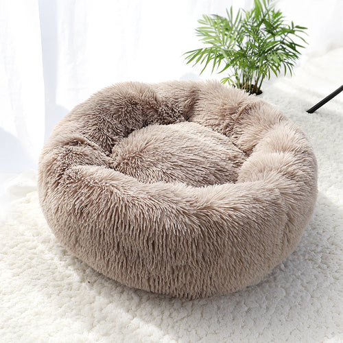 ThePetsHeavens™ | Fluffy Calming Donut Pet Bed – Ultra Soft Plush Round Lounger for Cats & Dogs