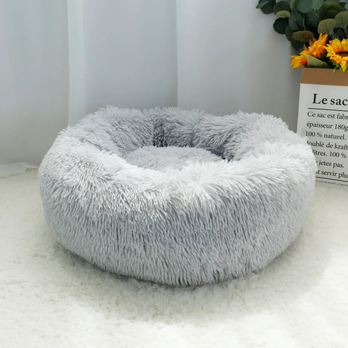ThePetsHeavens™ | Fluffy Calming Donut Pet Bed – Ultra Soft Plush Round Lounger for Cats & Dogs