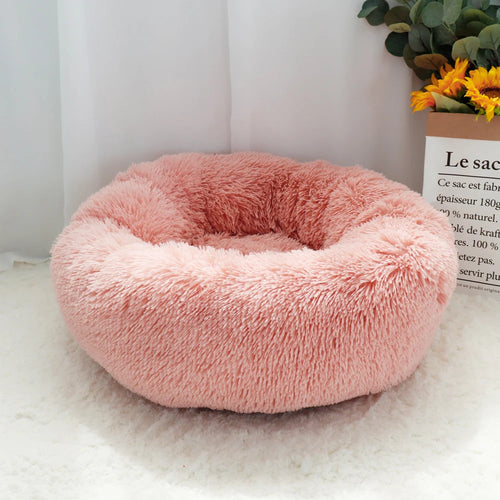 ThePetsHeavens™ | Fluffy Calming Donut Pet Bed – Ultra Soft Plush Round Lounger for Cats & Dogs