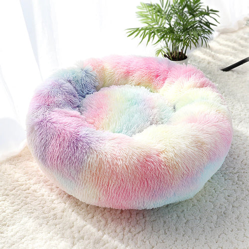 ThePetsHeavens™ | Fluffy Calming Donut Pet Bed – Ultra Soft Plush Round Lounger for Cats & Dogs