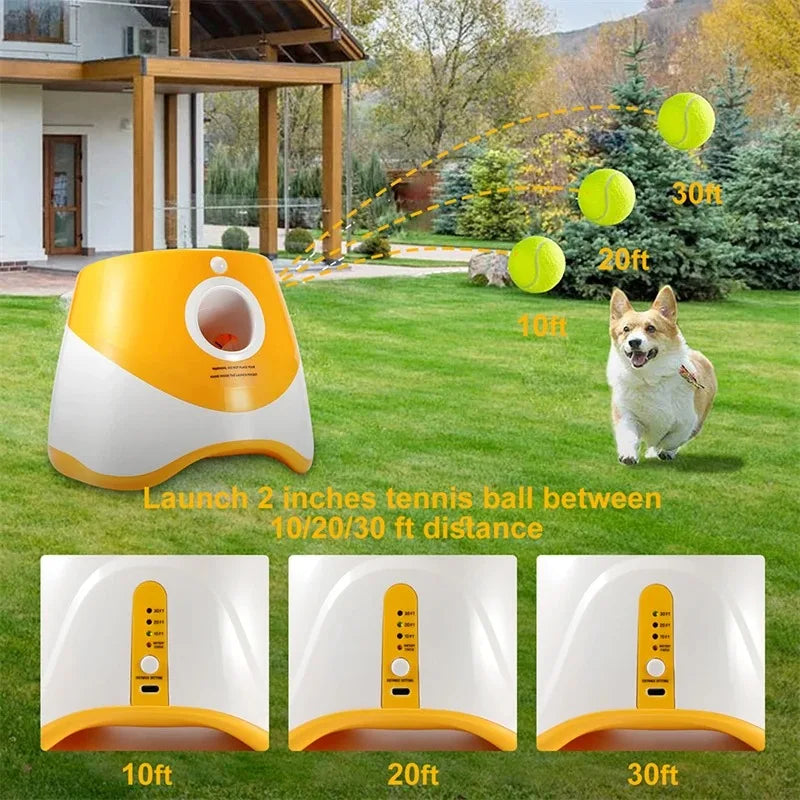ThePetsHeavens™ | Automatic Dog Ball Launcher – 3 Distance Settings, USB Rechargeable Tennis Toy