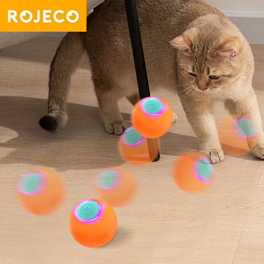 ThePetsHeavens™ Smart Bouncing Ball for Cats – Automatic Interactive Rolling Toy with LED Modes